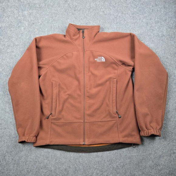 The North Face Windwall Jacket Mens Small Orange Fleece Full Zip Outdoor - Picture 2 of 16
